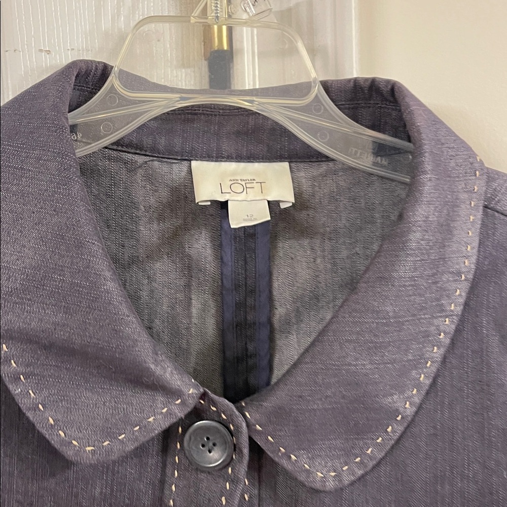 LOFT Lavender-Purple Button-Front Shirt Jacket brown color